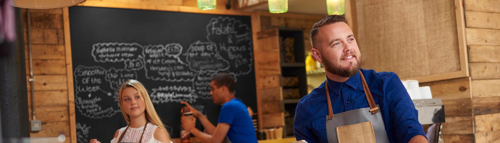 A business owner in his restaurant